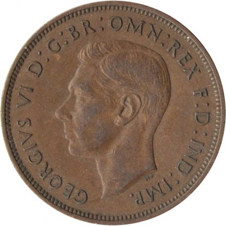 Великобритания 1 пенни 1937 год - Король Георг VI