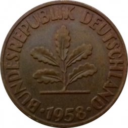 ФРГ 2 пфеннига 1958 год (J)
