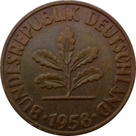 ФРГ 2 пфеннига 1958 год (J)