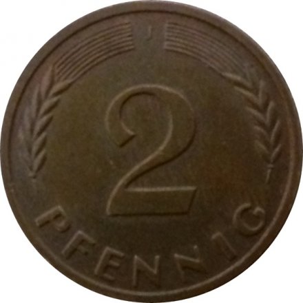 ФРГ 2 пфеннига 1958 год (J)