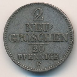 Саксония 2 новых гроша 1854 год