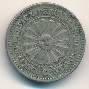 Перу 5 сентаво 1880 год