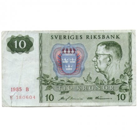 Швеция 10 крон 1985 год - Густав VI. Снежинки - F