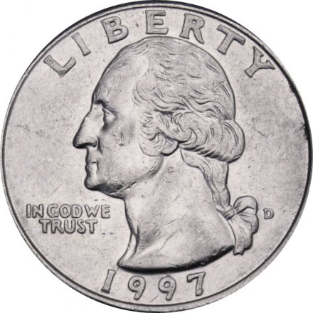 США 25 центов (1/4 доллара) 1997 год - Джордж Вашингтон (D)
