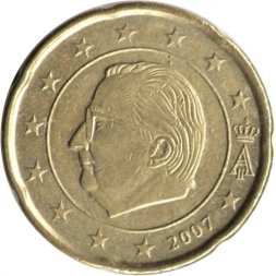 Бельгия 20 евроцентов 2007 год