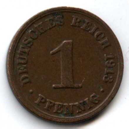 Германия 1 пфенниг 1913 год (A)