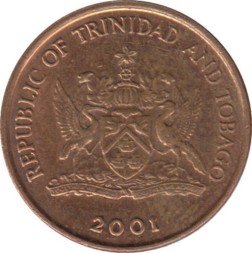 Монета Тринидад и Тобаго 1 цент 2001 год - Колибри