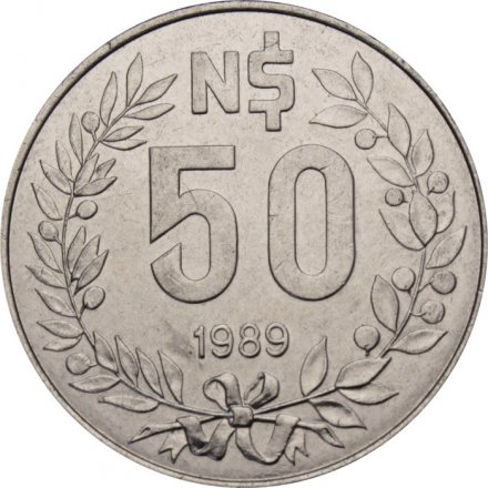 Уругвай 50 новых песо 1989 год