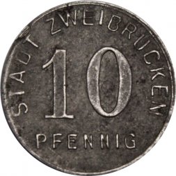 Германия (Цвайбрюккен) 10 пфеннигов 1919 год (нотгельд)