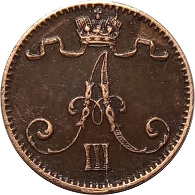 Финляндия 1 пенни 1888 год - Александр III - XF