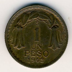 Чили 1 песо 1943 год