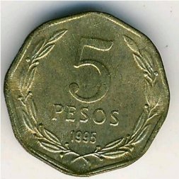 Чили 5 песо 1995 год