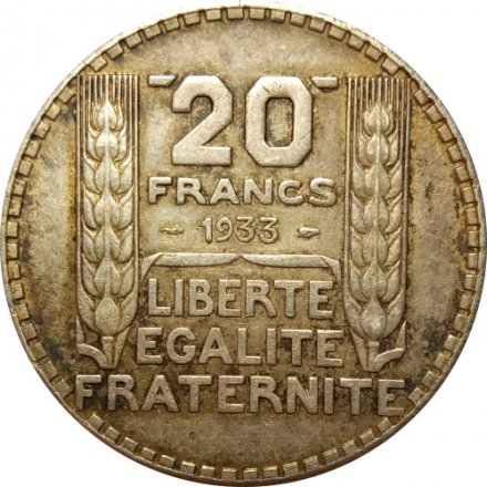 Франция 20 франков 1933 год