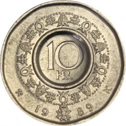 Норвегия 10 крон 1989 год