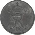 Дания 2 эре 1962 год - Король Фредерик IX