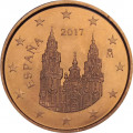 Испания 1 евроцент 2017 год - Кафедральный собор Сантьяго-де-Компостела