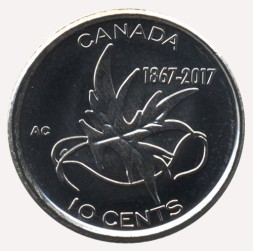 Монета Канада 10 центов 2017 год - Крылья мира