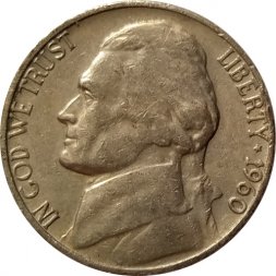 США 5 центов 1960 год - Томас Джефферсон (D)