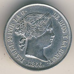 Испания 40 сентимо 1866 год