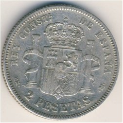 Испания 2 песеты 1879 год