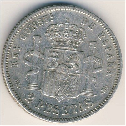 Испания 2 песеты 1879 год