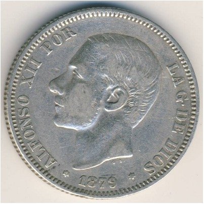 Испания 2 песеты 1879 год