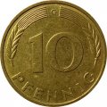 ФРГ 10 пфеннигов 1973 год - G