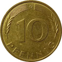 ФРГ 10 пфеннигов 1973 год - G