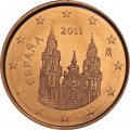 Испания 1 евроцент 2011 год - Кафедральный собор Сантьяго-де-Компостела (UNC)