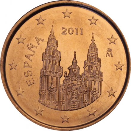 Испания 1 евроцент 2011 год - Кафедральный собор Сантьяго-де-Компостела (UNC)