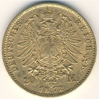 Бавария 20 марок 1872 год