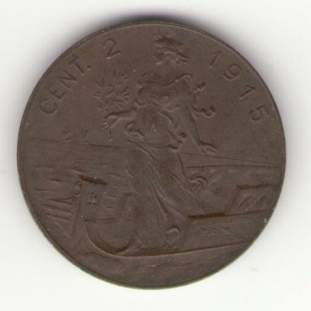 Италия 2 чентезимо 1915 год