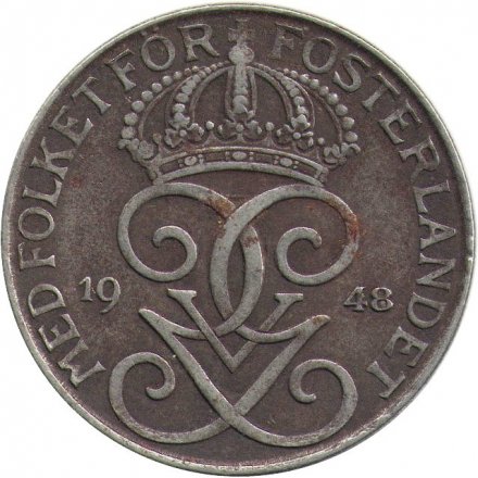 Швеция 5 эре 1948 год - Король Густав V