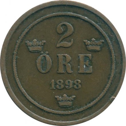 Швеция 2 эре 1898 год - Король Оскар II
