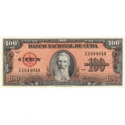 Куба 100 песо 1959 год - Портрет Франциско Висенте Агилеры - UNC