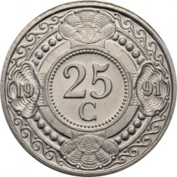 Антильские острова 25 центов 1991 год