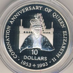 Соломоновы острова 10 долларов 1992 год - 40 лет коронации Елизаветы II