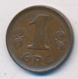 Дания 1 эре 1919 год - Король Кристиан X (бронза)