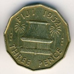 Фиджи 3 пенса 1952 год
