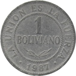 Боливия 1 боливиано 1987 год