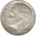 США 1 дайм (10 центов) 1964 год - Франклин Рузвельт (без отметки МД)