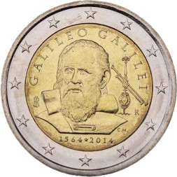 Италия 2 евро 2014 год - Галилео Галилей
