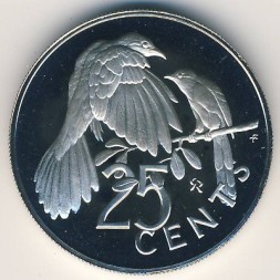 Монета Виргинские острова 25 центов 1974 год - Кукушки