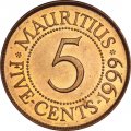 Маврикий 5 центов 1999 год - Сэр Сивусагур Рамгулам