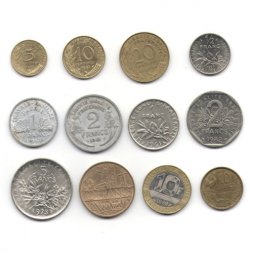 Набор из 12 монет Франция 1941-1993 год