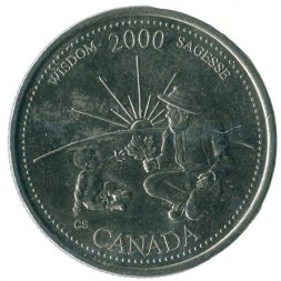 Канада 25 центов 2000 год - Миллениум. Мудрость