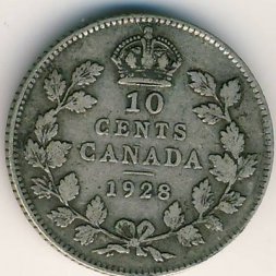 Канада 10 центов 1928 год