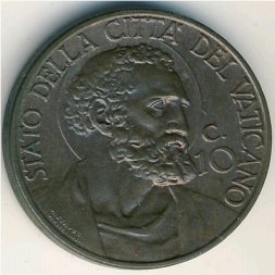 Ватикан 10 чентезимо 1937 год