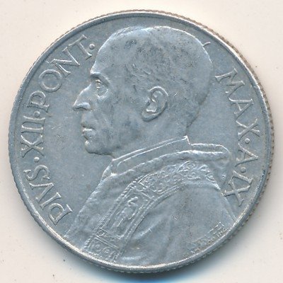 Ватикан 5 лир 1947 год