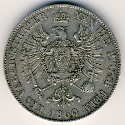 Пруссия 1 талер 1860 год